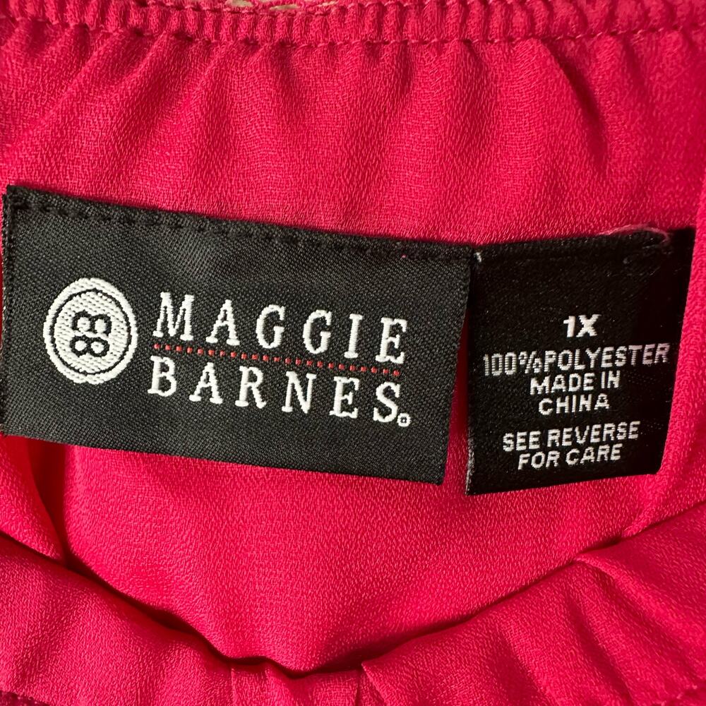 Maggie Barnes Pink Floral Watercolor Lined Elastic Waist Midi Skirt Size 1X - Picture 3 of 6